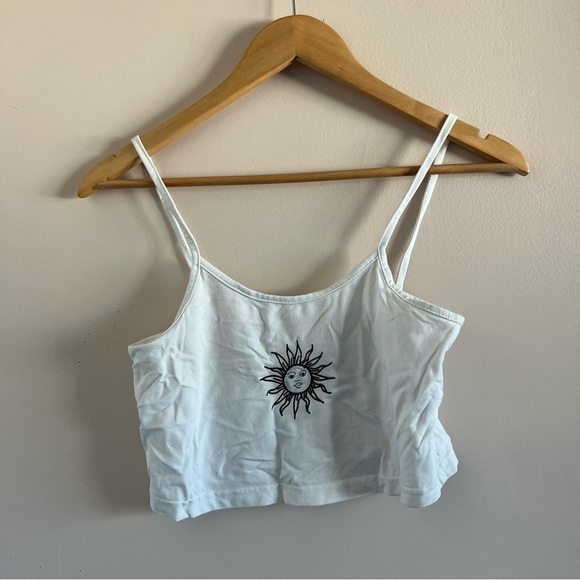 White Sun & Moon Crop Top – Medium, Soft & Breathable Tank - Picture 1 of 8